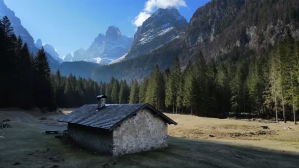 Drone Aéreo Paisaje Los Dolomitas Italianos — Vídeo de stock