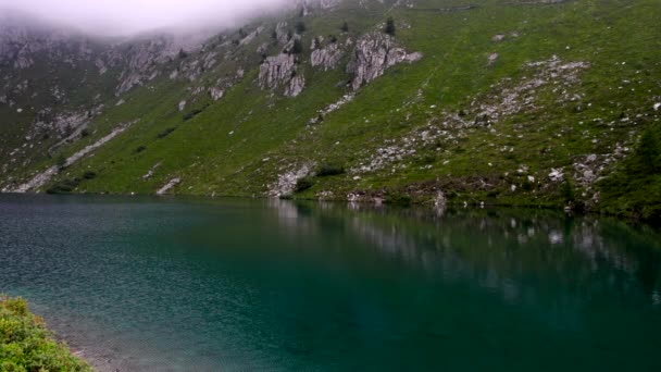 Lake Ritorto Its Emerald Waters Marvel Nature Heart Dolomites — Stock Video