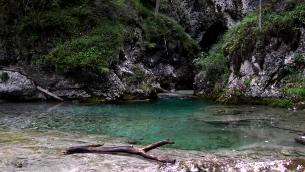 Paraíso Escondido Exploración Lago Alpino Con Agua Turquesa — Vídeo de stock