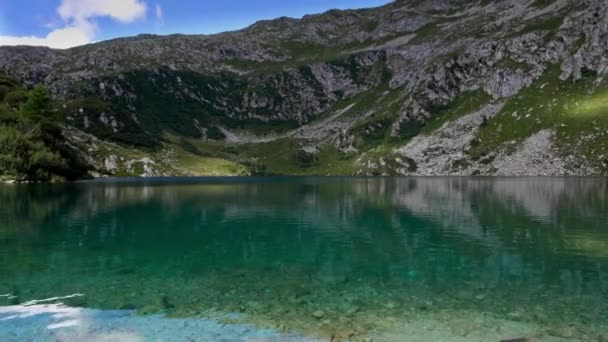 Paisagem Alpina Lago Ritorto Jóia Das Dolomitas Com Águas Esmeralda — Vídeo de Stock