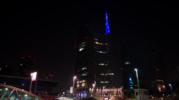 Paisagem Noturna Cidade Milão — Vídeo de Stock