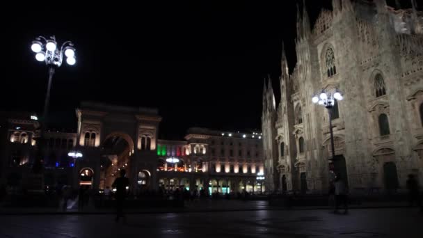 Escenas Nocturnas Catedral Milán — Vídeo de stock
