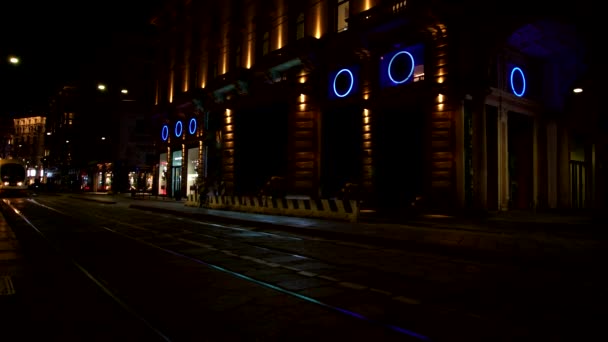 Nachtszenen Mailand Einem Samstagabend — Stockvideo