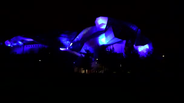 Ночная Сцена Neon Blue Ночь Тайн Очарования — стоковое видео