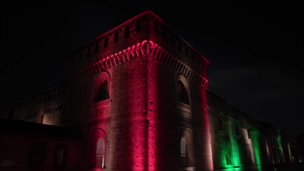 Nachtszenen Schloss Sforza Mailand — Stockvideo