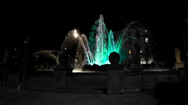 Bokeh Fonte Antiga Milão Iluminada Por Luzes Néon — Vídeo de Stock