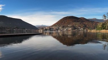 Sonbahar Manzaraları - Lugano Gölü üzerindeki Ponte Tresa