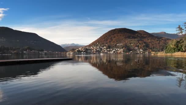 Paesaggi Autunnali Ponte Tresa Sul Lago Lugano — Video Stock