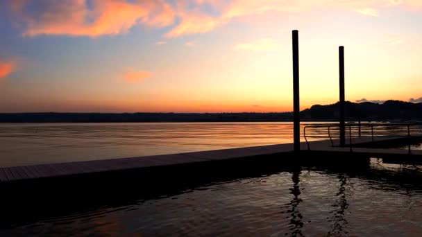 Romantyczny Zachód Słońca Nad Jeziorem Maggiore Angerze — Wideo stockowe