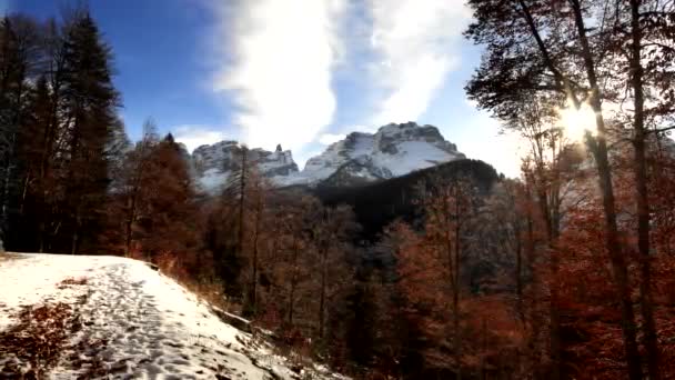 Fantástico Paisaje Invernal Los Dolomitas Italianos — Vídeo de stock