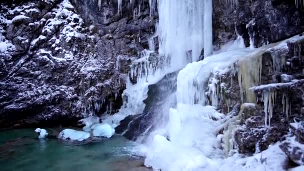 Paisagens Glaciais Lago Com Água Azul Turquesa Cachoeira Com Estalactites — Vídeo de Stock