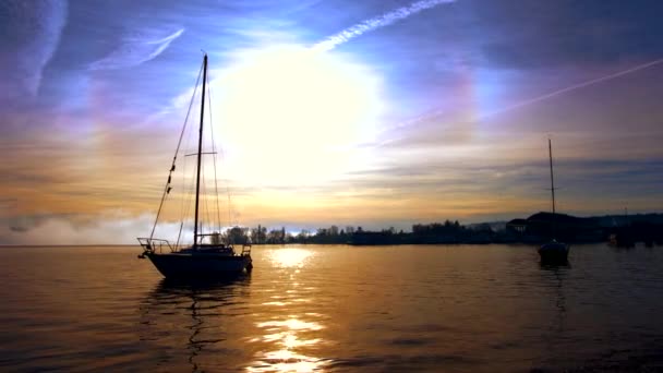 Fantástico Nascer Sol Sobre Porto Arona Lago Maggiore — Vídeo de Stock