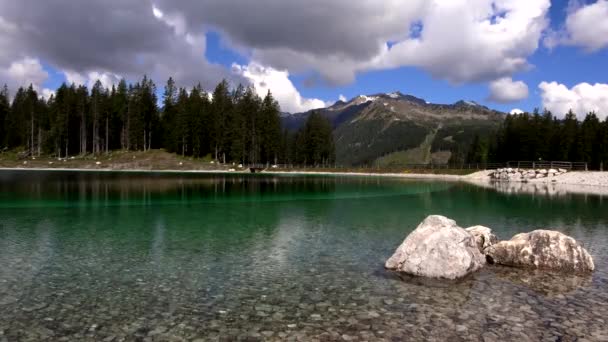 Jezioro Montagnoli Alpejski Raj Dolomitach — Wideo stockowe