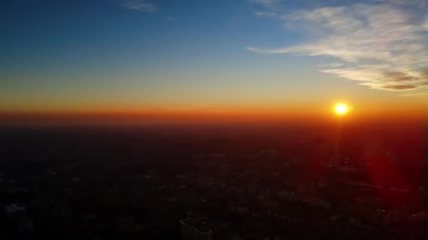 Aerial Drone Sunset Landscape City Royalty Free Stock Video