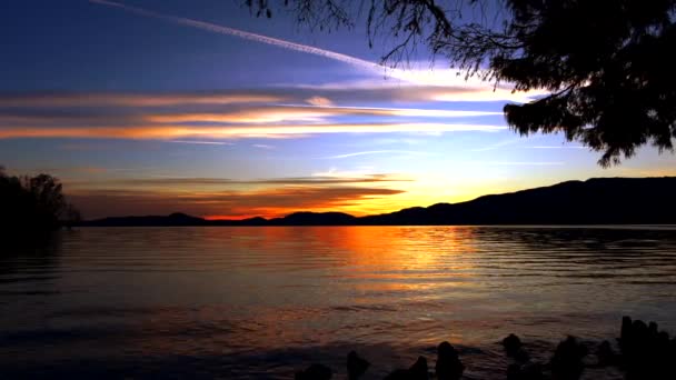 Pôr Sol Inverno Lago Maggiore — Vídeo de Stock