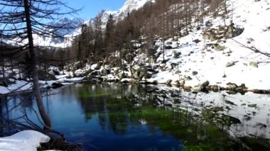 Alpe Devero 'daki kış manzarası - Cadılar Gölü