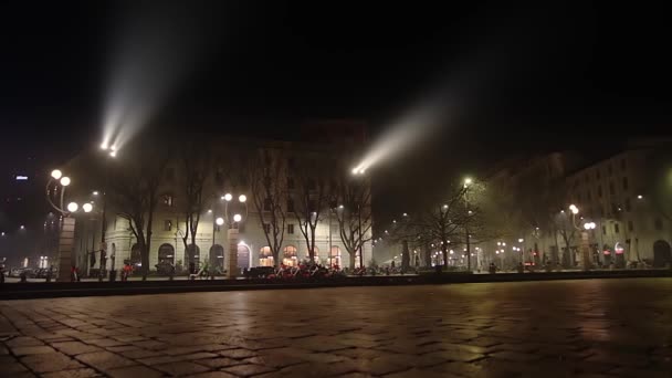 Нічні Сцени Площа Семпіоне Мілані Італія — стокове відео