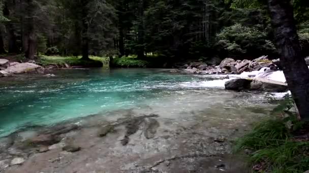Fantástico Lago Alpino Com Água Turquesa — Vídeo de Stock
