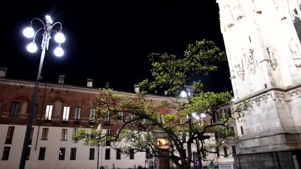 Gece Sahneleri Piazza Duomo Planı — Stok video