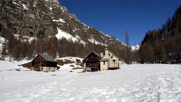 Pemandangan Musim Dingin Alpe Devero Italia — Stok Video