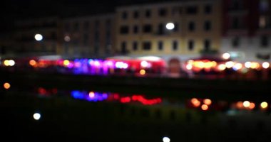 Bokeh - Milano Navigli 'de gece ışıkları