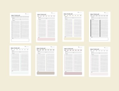 : Liste yapmak için, günlük planlayıcı, liste sayfaları, planlama sayfaları dizisi.