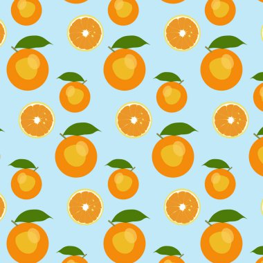 Gökyüzü mavisi arkaplanda portakallı pürüzsüz desen