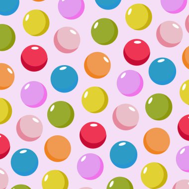 Renkli toplar pürüzsüz desen, tatlı canlı lolipoplar tekrarlayan desen, Yaz küreleri kusursuz tekrar
