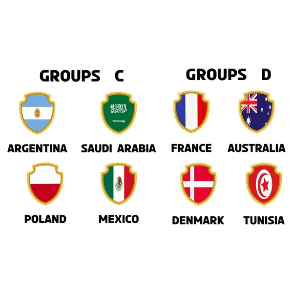 Campeonato Mundial Futebol Grupos Tabela Calendário Jogos — Vetor de Stock