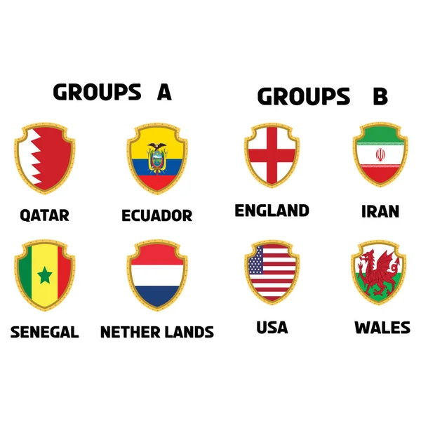 Mundial Fútbol Campeonatos Grupos Tabla Calendario Partidos — Vector de stock