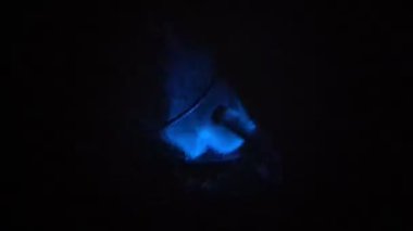 Alkolü, koyu arka planda parlayan cam bir bardakta yanan mavi bir alevle yakmak. 