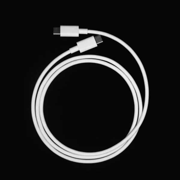 Câble Charge Rapide Usb Double Type Blanc Enroulé Enroulé Dans — Photo