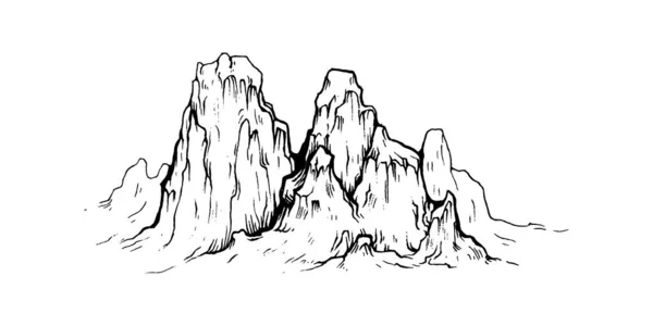 Hermosas Montañas Dibujadas Mano Ilustración Diseño Montaña — Vector de stock