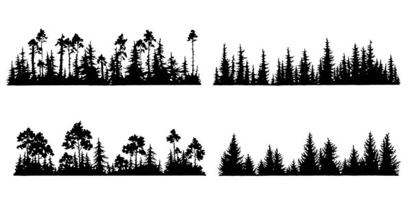 beautiful Hand drawn forest silhouette, Forest design
