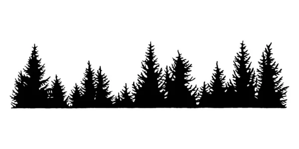 美丽的手绘森林轮廓 森林设计 — 图库矢量图片#