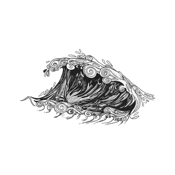 Красива Ілюстрація Намальованої Хвилі Дизайн Малюнка Хвилі — стоковий вектор