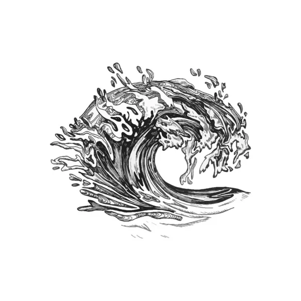 Красива Ілюстрація Намальованої Хвилі Дизайн Малюнка Хвилі — стоковий вектор