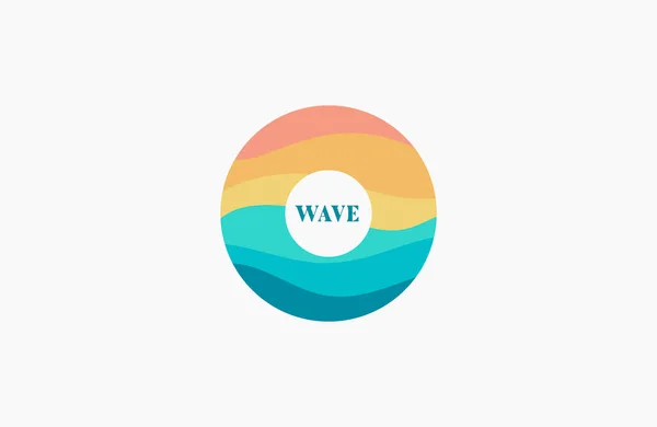 Wellen Logo Design Kreativer Logotyp Ozean Logo Meer Wasser Sonnenaufgang — Stockvektor
