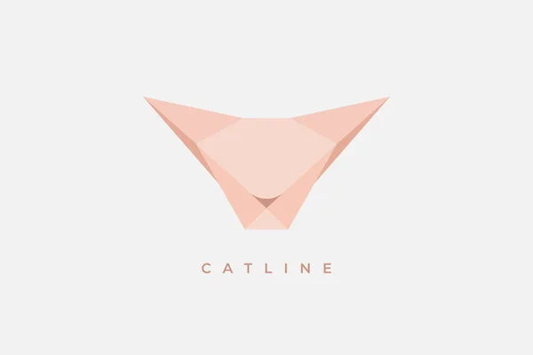 Minimal Cat Logo Design Feminine Logtype Paper Cat Origami Cat — Stock Vector