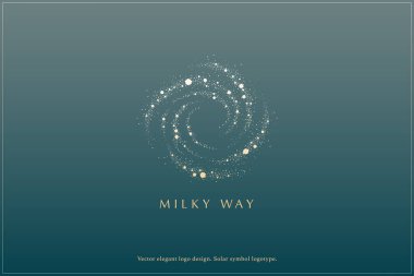 Galaksi logo tasarımı, minimal logo, yıldızlar, Samanyolu logosu, gök logosu tasarımı, minimal, minimalistik. Vektör illüstrasyonu