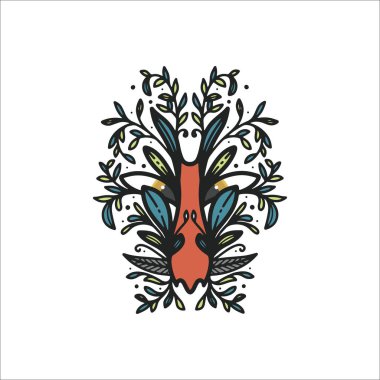 El çizimi çiçek çizimi. Güzel doğa logosu tasarımı. 