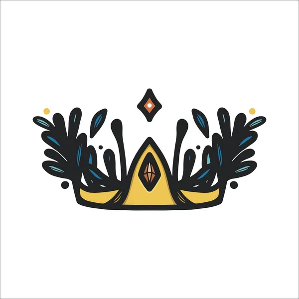 Ręcznie Rysowane Ilustracja Korony Ręcznie Rysowane Logo Projekt Logo Korony — Wektor stockowy