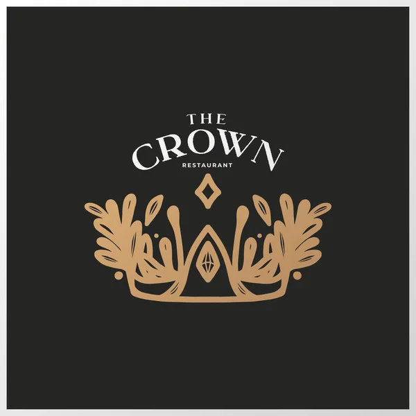 Design Logotipo Coroa Luxo Coroa Floral Coroa Botânica Rainha Design — Vetor de Stock