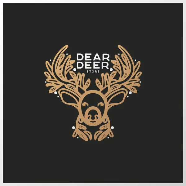 Luxury Deer Logo Design Handdrawn Deer Logo Prestige Horns Design — Stock Vector