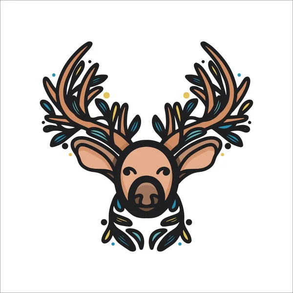 Hand Drawn Deer Illsutration Hand Drawn Logo Deer Logo Horns — Stock Vector