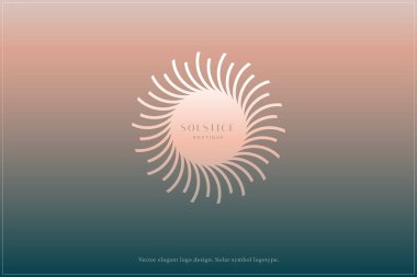 Göksel logo tasarımı, Yıldız logosu, Gezegen, Uzay, Evren, Asgari Minimalistik, Güneş, Işınlar, Uydu amblemi. Vektör illüstrasyonu