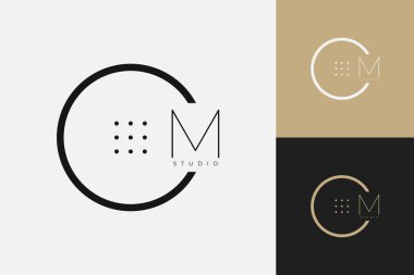 Minimalist çember logo tasarımı, minimal logotip, çember amblemi, iş şablonu, Basit, Siyah, Çizgi, Dış hat, Lüks, Monogram, Temiz, Vektör