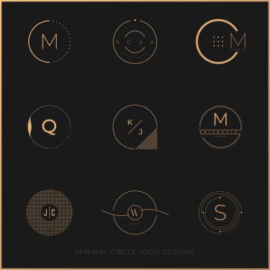 Minimum logo kiti, koleksiyon, Minimalist logotip, Çember amblemi, Harf, Monigram, Basit, Temiz Tasarım
