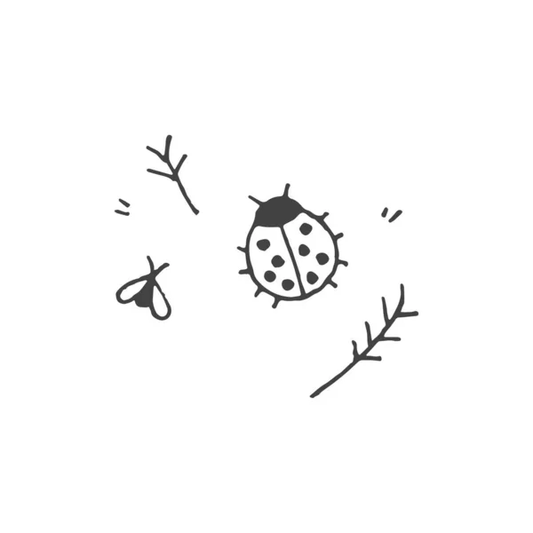 Coccinelle Élément Logo Minimal Dessin Insecte Élément Logo Clipart Nature — Image vectorielle