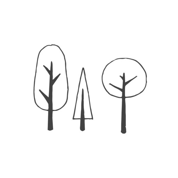 Элемент Дизайна Деревьев Лес Парк Элемент Логотипа Клипарт Природа Контур — стоковый вектор